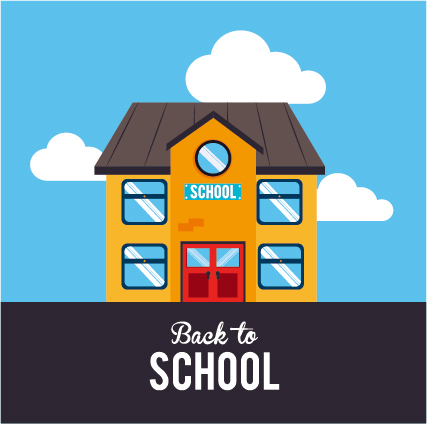 Back school cartoon style background vector 01