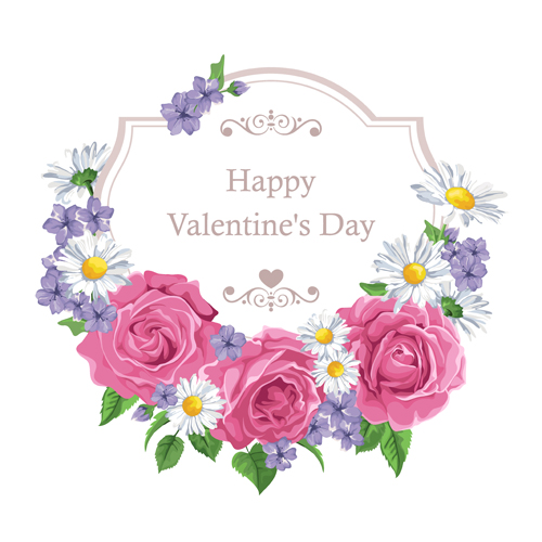 Beautiful flower with exquisite card vector 06