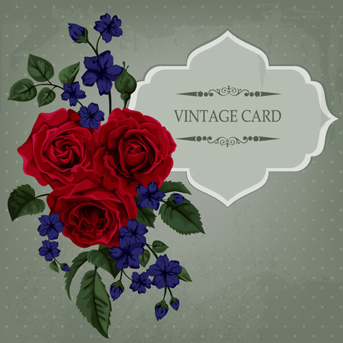 Beautiful flower with exquisite card vector 07