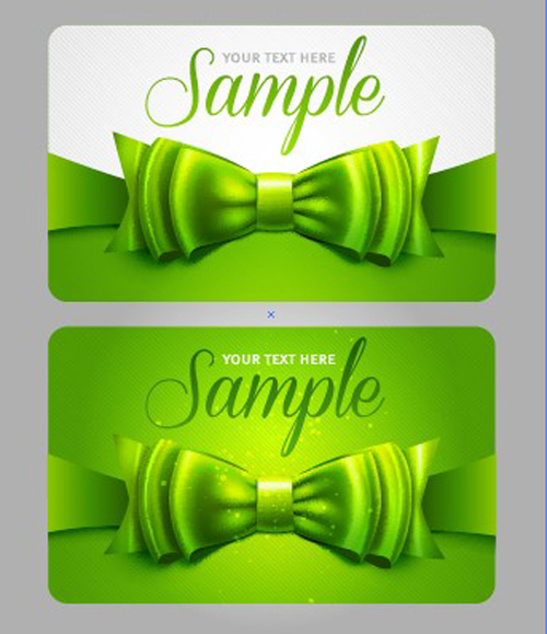 Set of Cards with ribbons and bow vector material 03