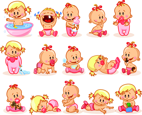 Cartoon baby funny vector material 02