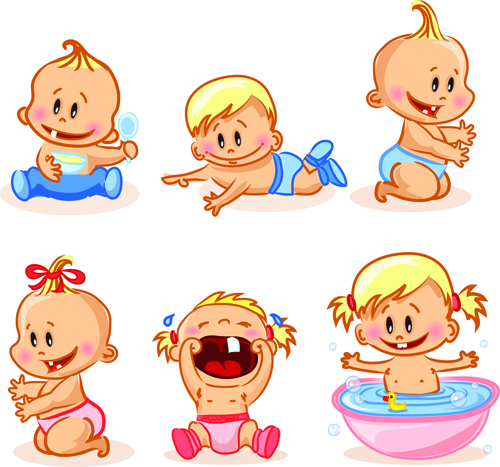 Cartoon baby funny vector material 03