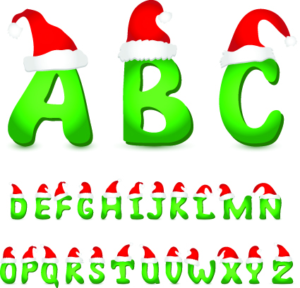 vector illustration christmas alphabet 