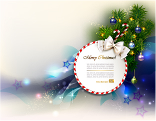 Christmas baubles with round xmas card vector