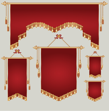 Colored royal pennants design vector 01