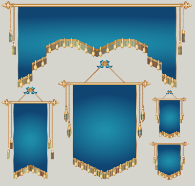 Colored royal pennants design vector 04 Colored royal pennants design vector 04
