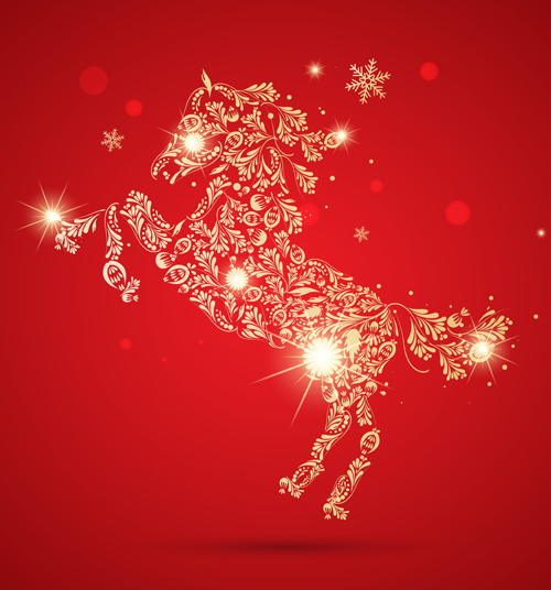 Creative 2014 Horses design elements vector 04