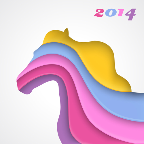 Creative 2014 Horses design elements vector 05