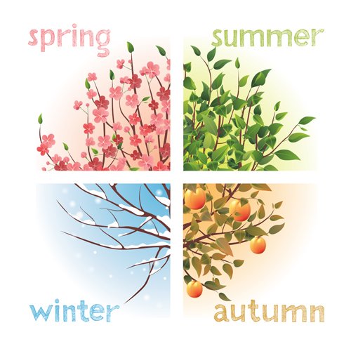 r season elements vector material 01 Creative four season elements vector material 01