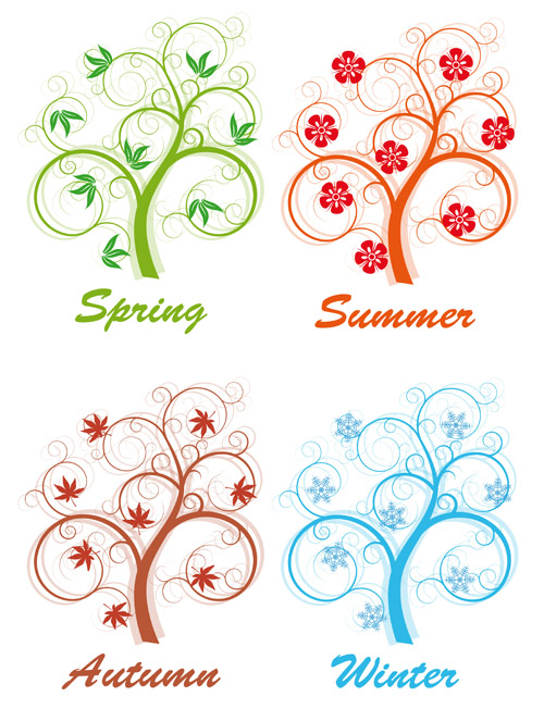 r season elements vector material 05 Creative four season elements vector material 05