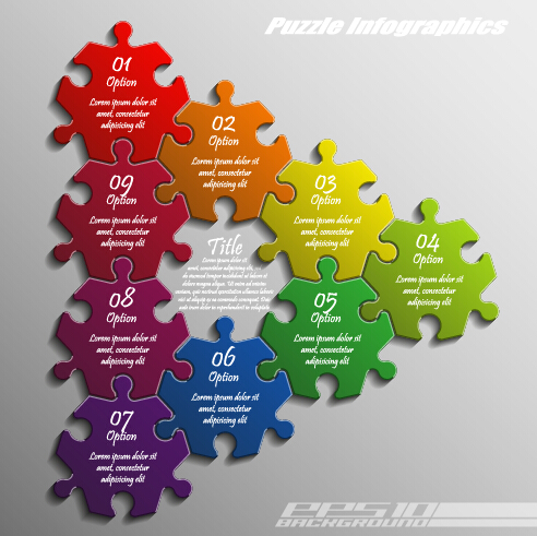 uzzle infographic template vector 04 Creative puzzle infographic template vector 04