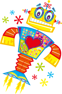 Cute cartoon robot colored vector set 21