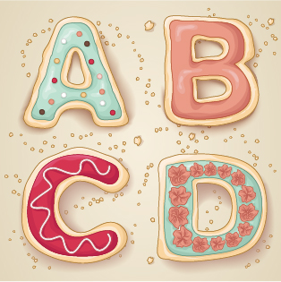 material cookies alphabet 