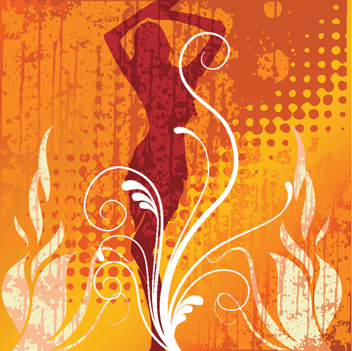 Set of Abstract Fire vector background 01