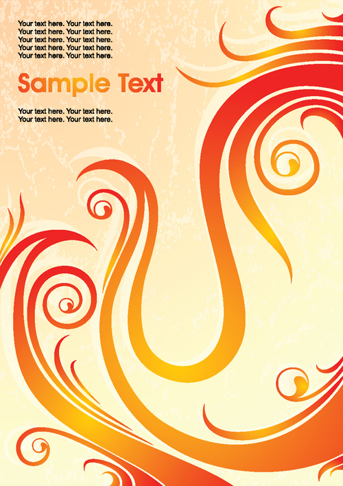 Set of Abstract Fire vector background 03