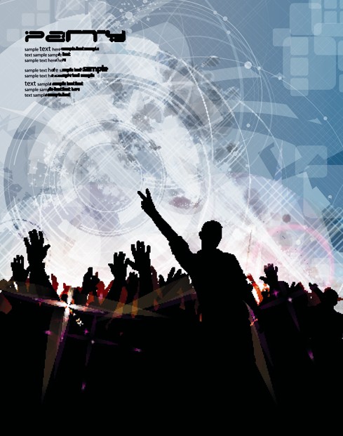 Music party grunge style flyer design vector 03