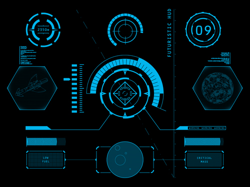 Futuristic HUD interface tech background vector 01