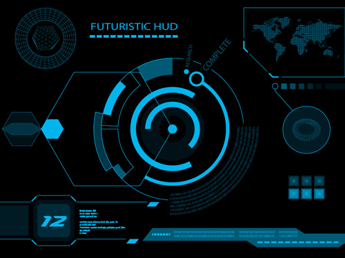 Futuristic HUD interface tech background vector 03