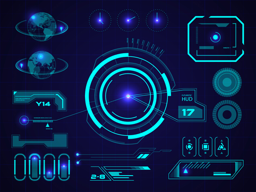 Futuristic HUD interface tech background vector 06