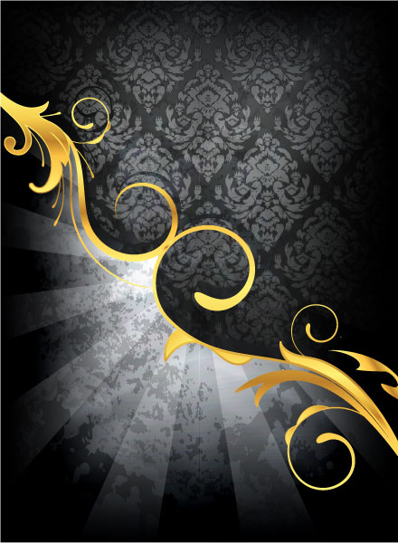Glossy golden floral ornaments vector background 20