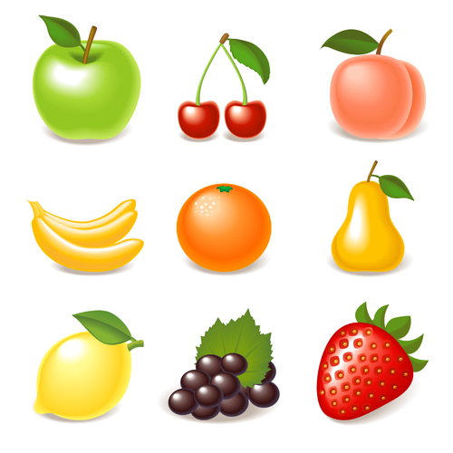 Various glossy fruit elements element 
