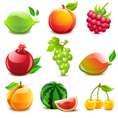 Various glossy fruit elements element 