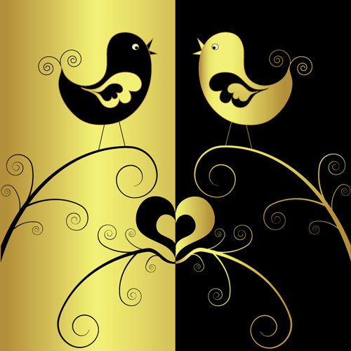gold black birds background 