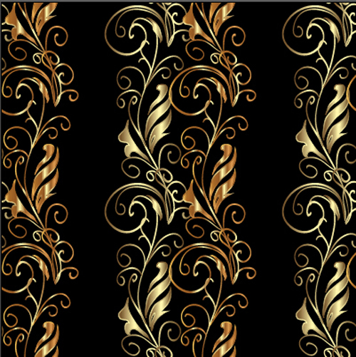 seamless ornaments golden floral borders 