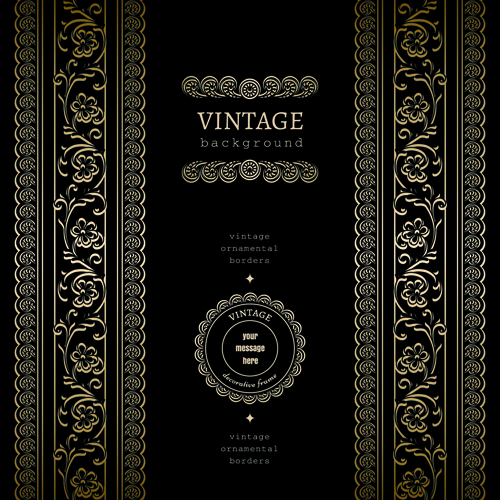 Golden lace vintage background vector 02