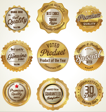 luxury labels golden commercial badges 
