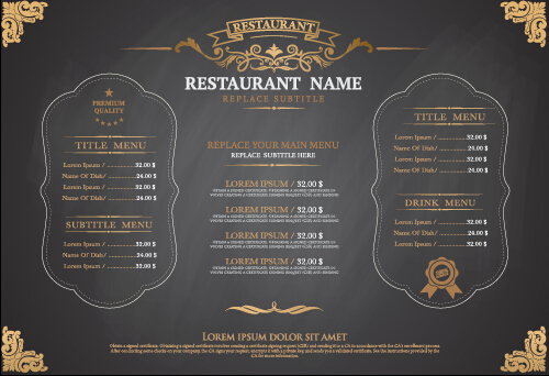 restaurant menu gray 
