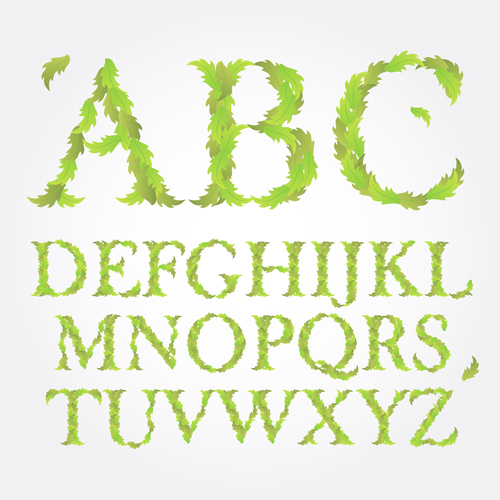 green leaves Excellent alphabet 