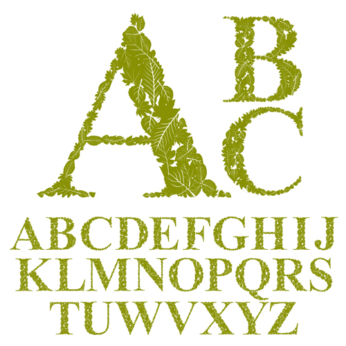 green leaves Excellent alphabet 