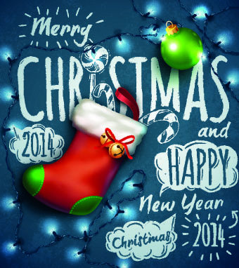 Handwriting 2014 Merry Christmas backgrounds vector 02
