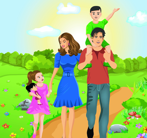 Vector Happy family together design elements 01