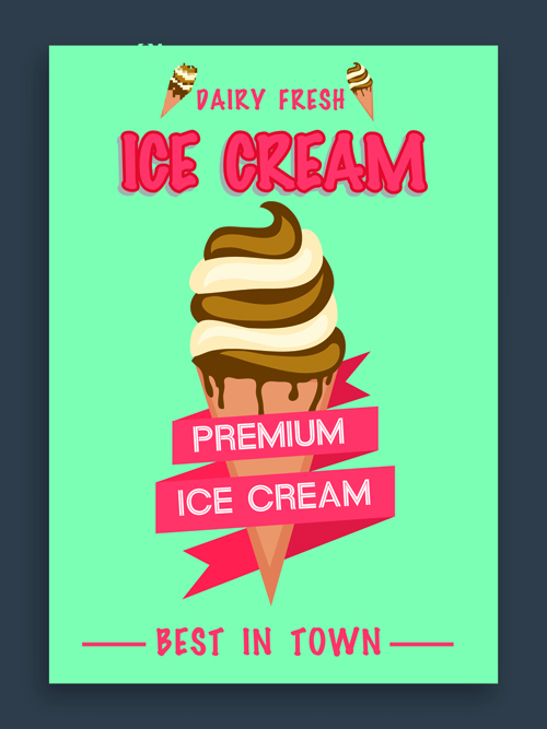 Ice cream vintage poster vector material 08