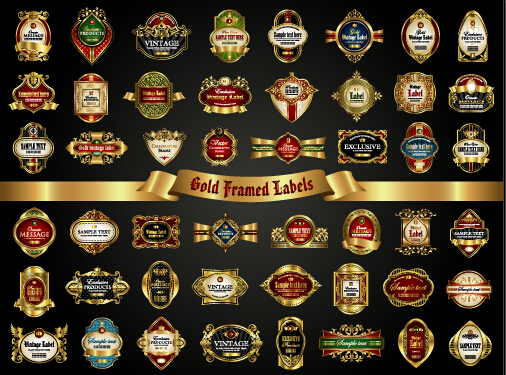 luxury labels gold frame 
