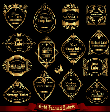 luxury labels gold frame 