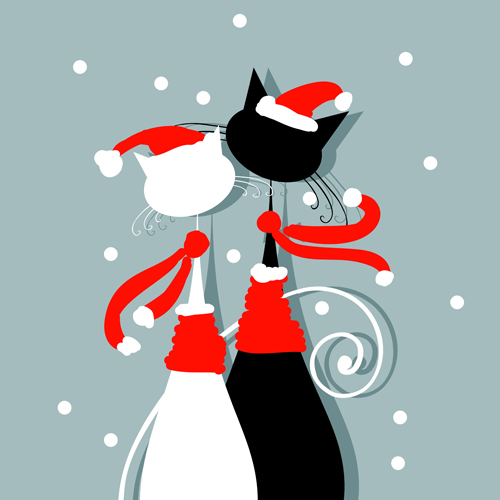 vector graphics christmas cats Amusing 