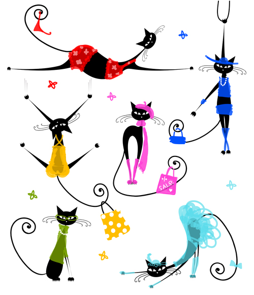 vector graphics vector graphic christmas cats cat Amusing 