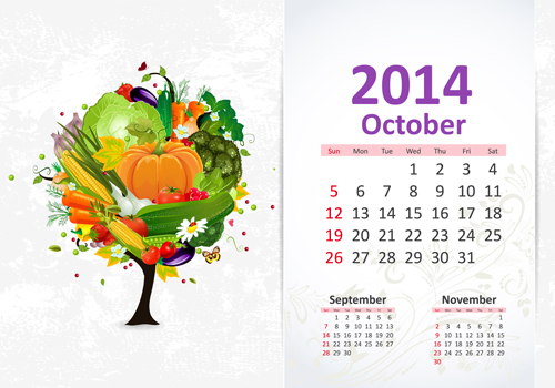 October calendar 2014 