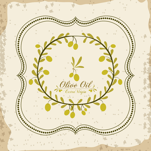 Olive oil retro frame vector set 01