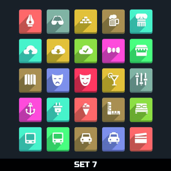 Paper cut icons vector set 01