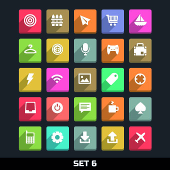 Paper cut icons vector set 02