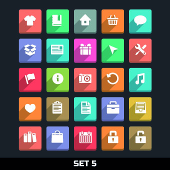 Paper cut icons vector set 03