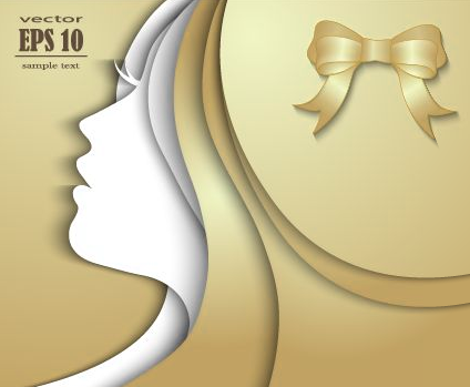 Paper girl portrait background vector 01