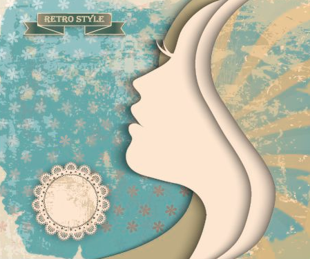 Paper girl portrait background vector 03
