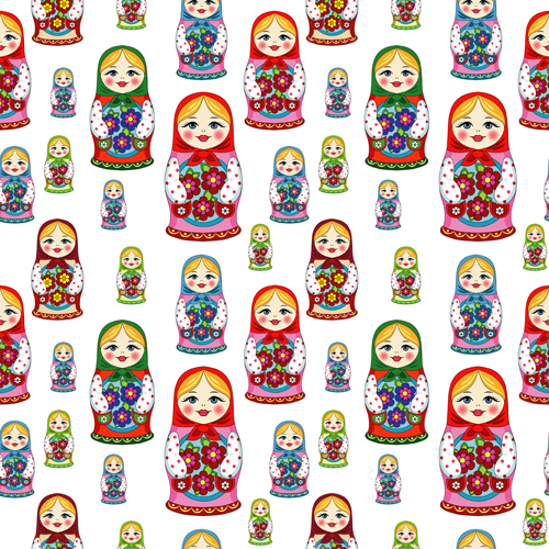 seamless russian pattern doll  