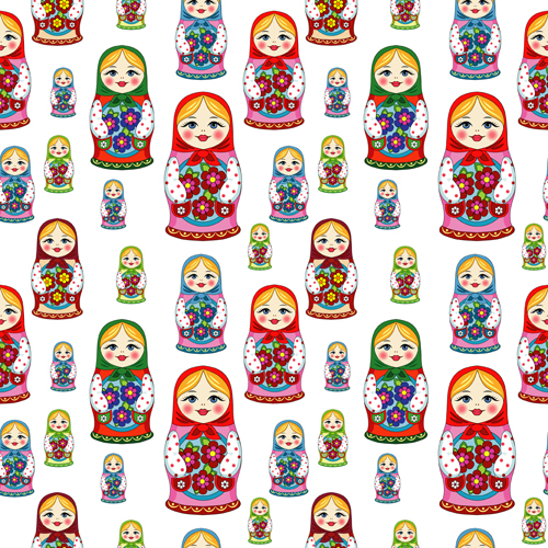 Pattern russian doll seamless vector