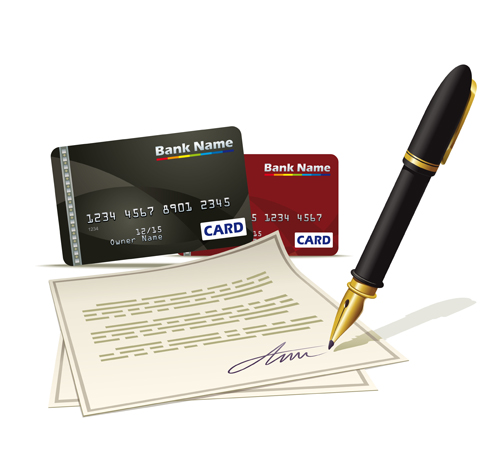 Pen with Credit card creative vector